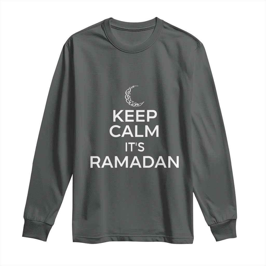 Keep Calm It's Ramadan Long Sleeve Shirt Kareem Eid Mubarek Islamic Muslims TS02 Dark Heather Print Your Wear
