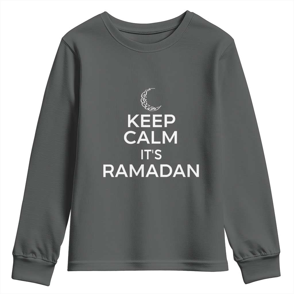 Keep Calm It's Ramadan Youth Sweatshirt Kareem Eid Mubarek Islamic Muslims TS02 Dark Heather Print Your Wear