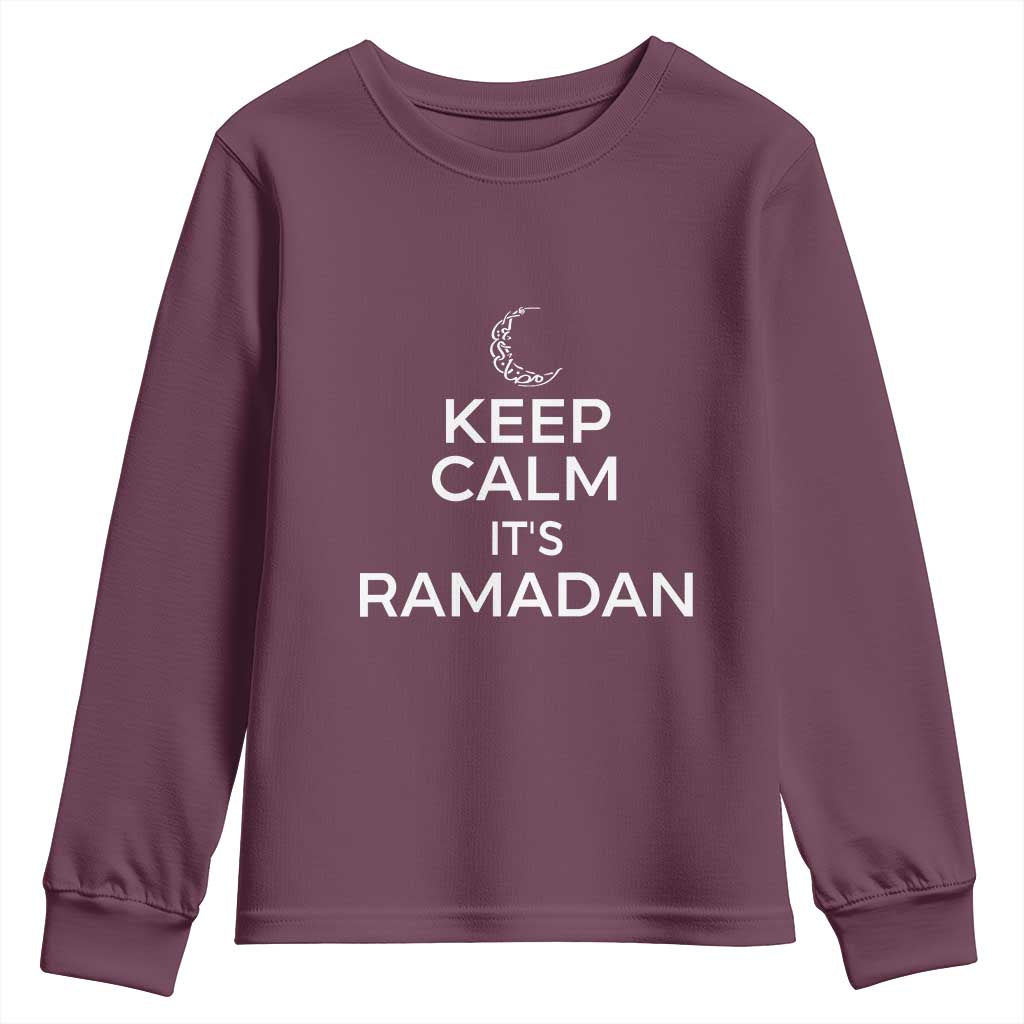 Keep Calm It's Ramadan Youth Sweatshirt Kareem Eid Mubarek Islamic Muslims TS02 Maroon Print Your Wear
