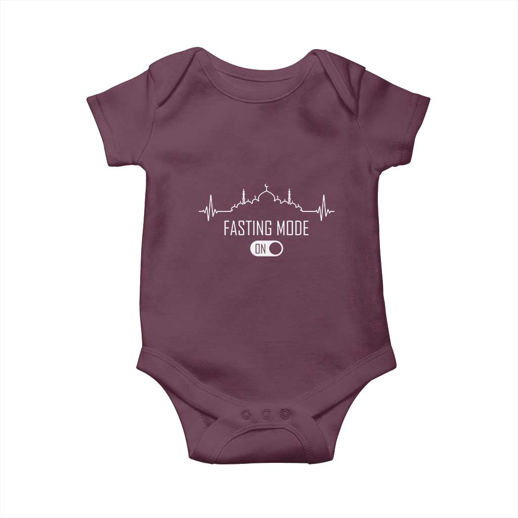 Happy Ramadan Islamic Baby Onesie Fasting Mode Is On Muslim TS02 Maroon Print Your Wear