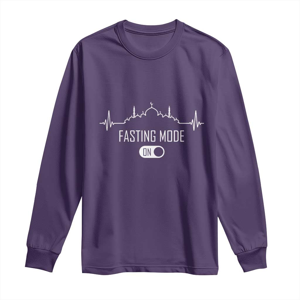 Happy Ramadan Islamic Long Sleeve Shirt Fasting Mode Is On Muslim TS02 Purple Print Your Wear