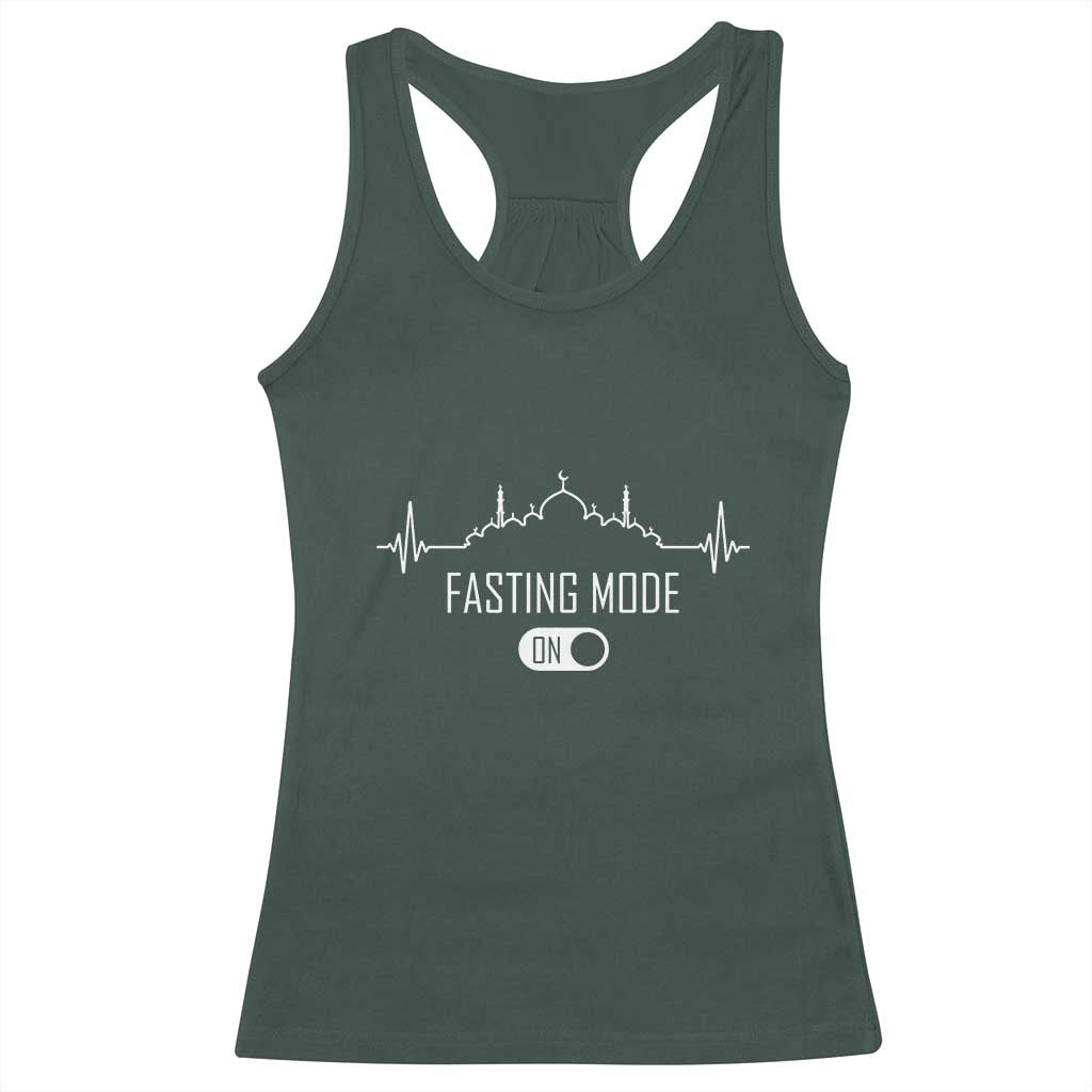Happy Ramadan Islamic Racerback Tank Top Fasting Mode Is On Muslim TS02 Dark Forest Green Print Your Wear