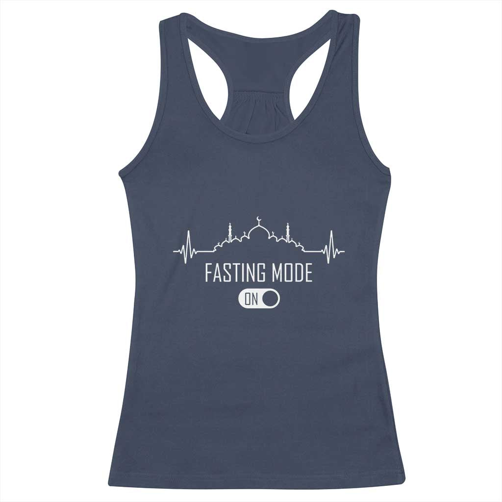 Happy Ramadan Islamic Racerback Tank Top Fasting Mode Is On Muslim TS02 Navy Print Your Wear