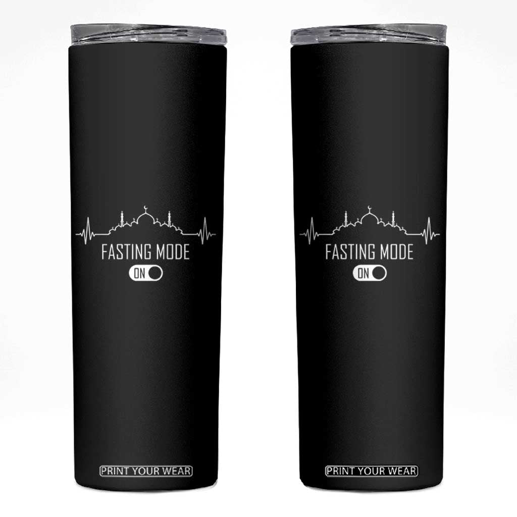 Happy Ramadan Islamic Skinny Tumbler Fasting Mode Is On Muslim TS02 Black Print Your Wear