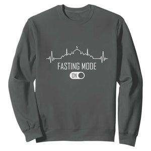 Happy Ramadan Islamic Sweatshirt Fasting Mode Is On Muslim TS02 Dark Heather Print Your Wear