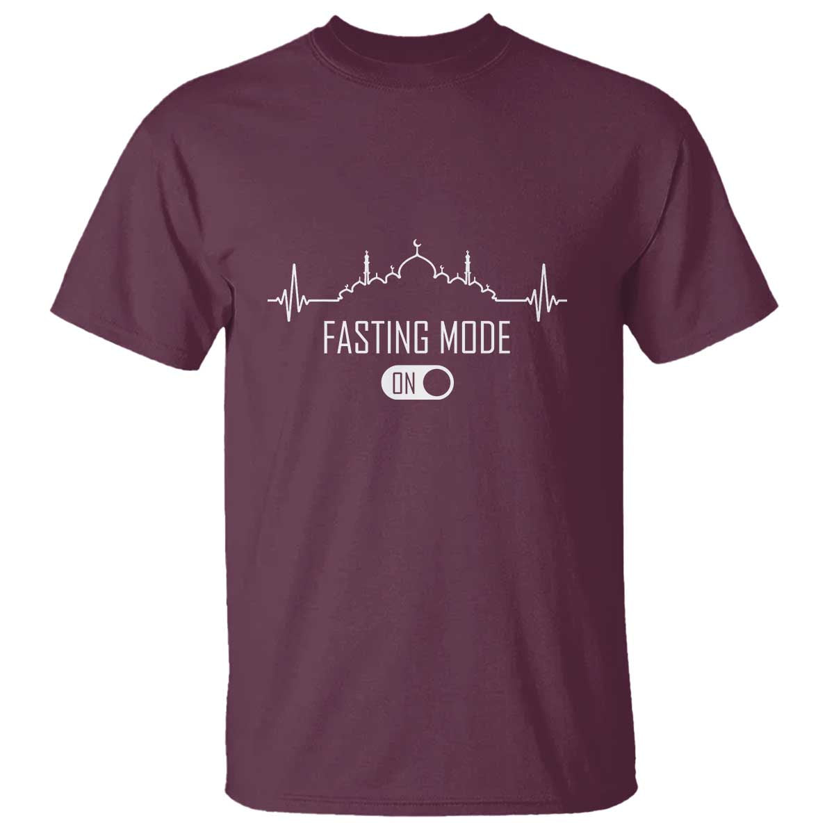 Happy Ramadan Islamic T Shirt Fasting Mode Is On Muslim TS02 Maroon Print Your Wear