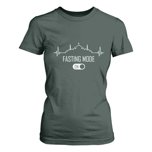 Happy Ramadan Islamic T Shirt For Women Fasting Mode Is On Muslim TS02 Dark Forest Green Print Your Wear