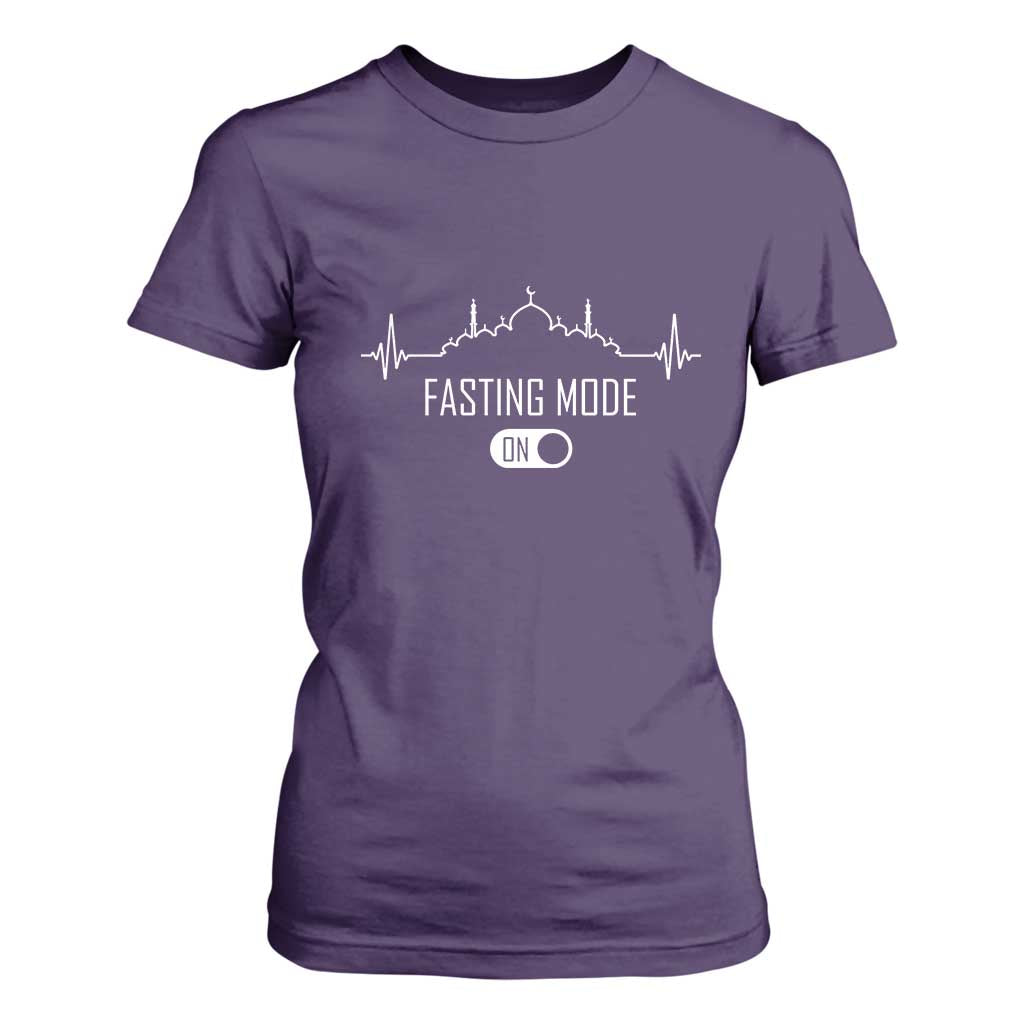 Happy Ramadan Islamic T Shirt For Women Fasting Mode Is On Muslim TS02 Purple Print Your Wear