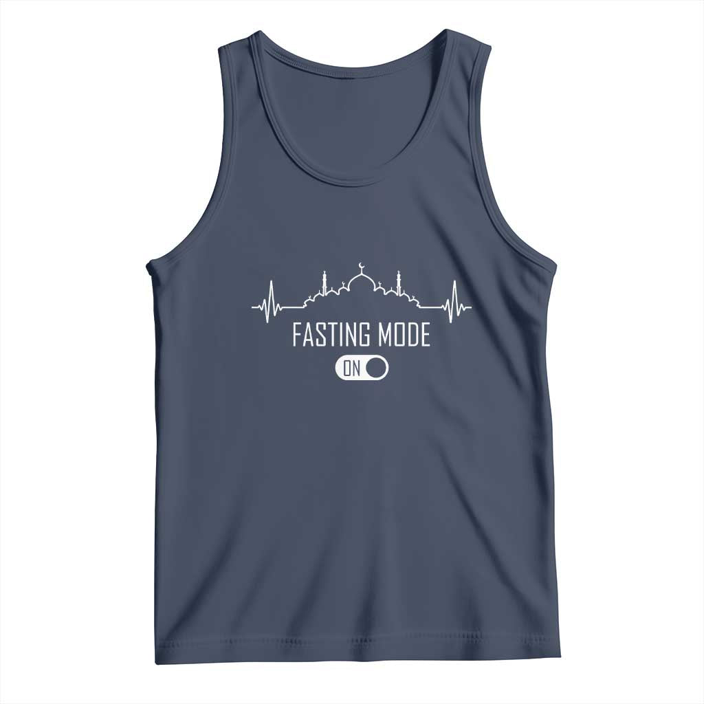 Happy Ramadan Islamic Tank Top Fasting Mode Is On Muslim TS02 Navy Print Your Wear