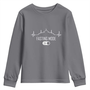 Happy Ramadan Islamic Youth Sweatshirt Fasting Mode Is On Muslim TS02 Charcoal Print Your Wear