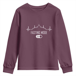 Happy Ramadan Islamic Youth Sweatshirt Fasting Mode Is On Muslim TS02 Maroon Print Your Wear