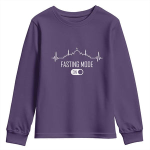 Happy Ramadan Islamic Youth Sweatshirt Fasting Mode Is On Muslim TS02 Purple Print Your Wear