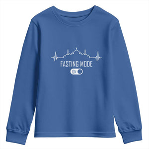 Happy Ramadan Islamic Youth Sweatshirt Fasting Mode Is On Muslim TS02 Royal Blue Print Your Wear