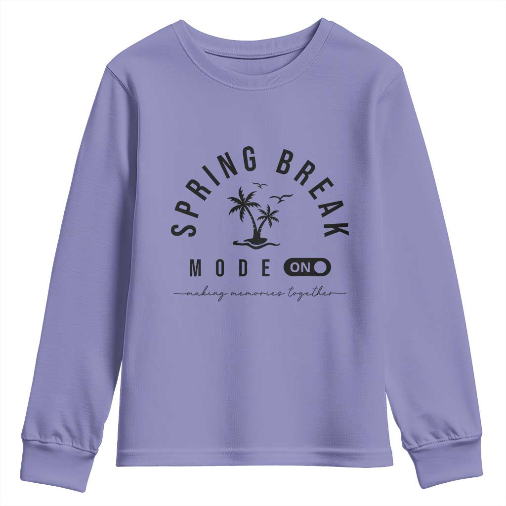 Spring Vacation Break 2025 Youth Sweatshirt Mode On Party Ready Beach Vibes TS02 Violet Print Your Wear
