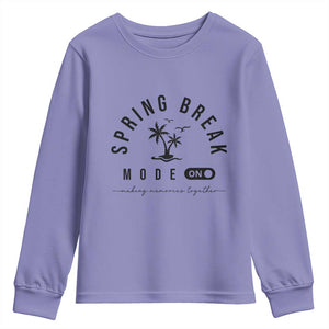 Spring Vacation Break 2025 Youth Sweatshirt Mode On Party Ready Beach Vibes TS02 Violet Print Your Wear