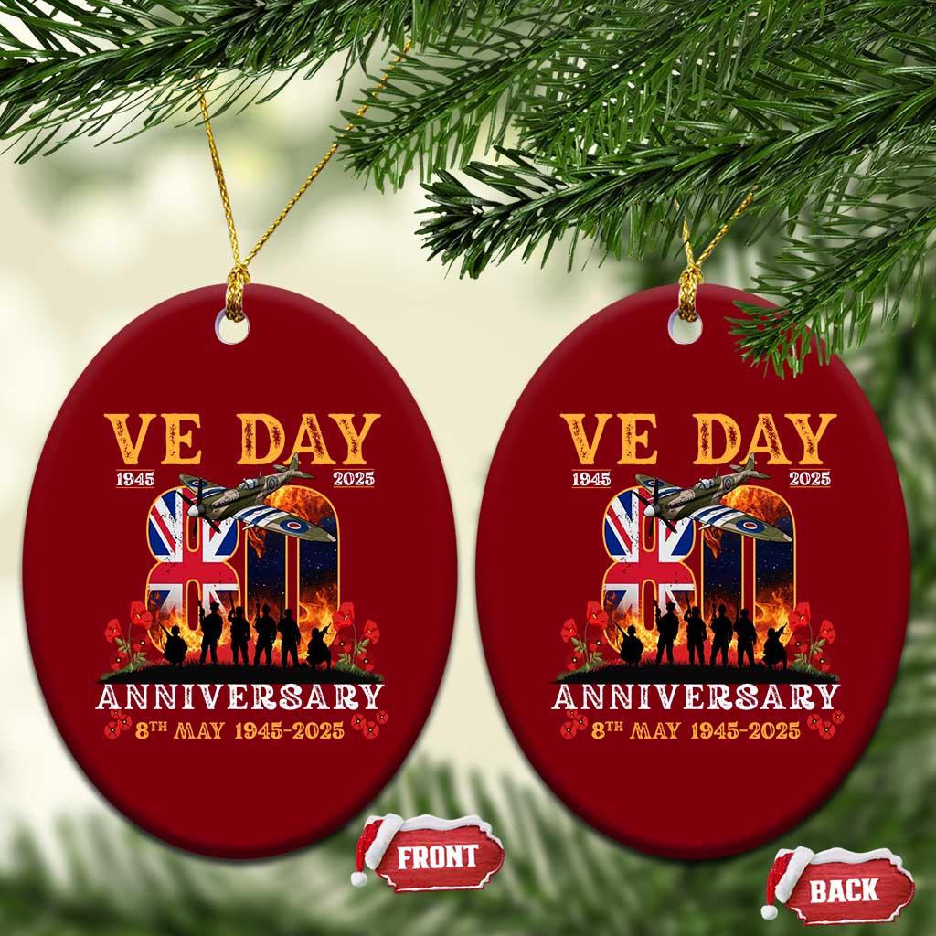 VE Day 80th Anniversary Ceramic Ornament 2025 Celebration Union Flag WWII Remembrance TS02 Print Your Wear