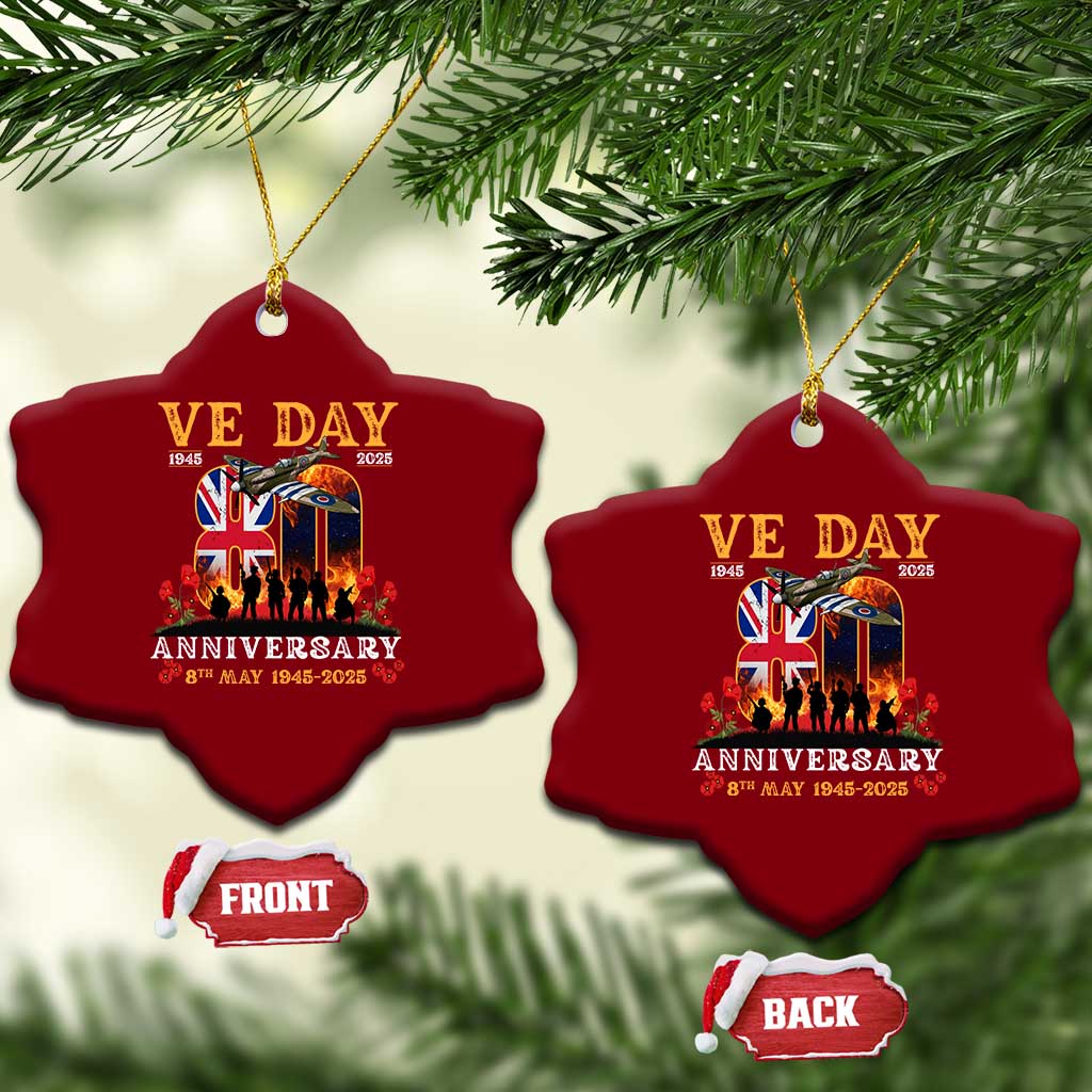 VE Day 80th Anniversary Ceramic Ornament 2025 Celebration Union Flag WWII Remembrance TS02 Print Your Wear