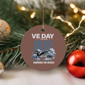 VE Day 80th Anniversary Ceramic Ornament 2025 Celebration WWII Remembrance Retro TS02 1pc Mocha Print Your Wear