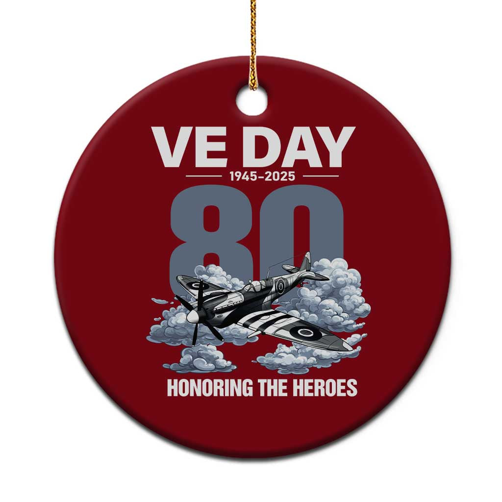 VE Day 80th Anniversary Ceramic Ornament 2025 Celebration WWII Remembrance Retro TS02 1pc Red Print Your Wear