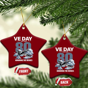 VE Day 80th Anniversary Ceramic Ornament 2025 Celebration WWII Remembrance Retro TS02 Print Your Wear
