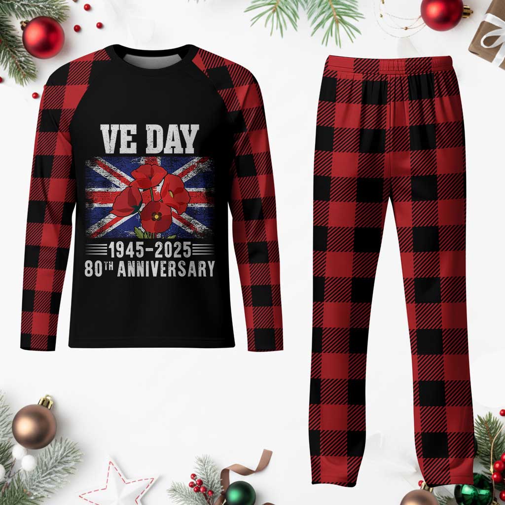 VE Day 80th Anniversary Plaid Pajama Set 2025 Celebration Union Flag Poppies WWII Remembrance TS02 Buffalo Plaid Print Your Wear