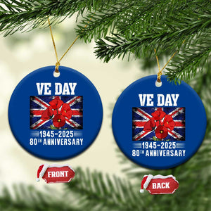 VE Day 80th Anniversary Ceramic Ornament 2025 Celebration Union Flag Poppies WWII Remembrance TS02 1pc Blue Print Your Wear
