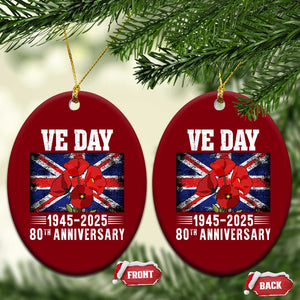 VE Day 80th Anniversary Ceramic Ornament 2025 Celebration Union Flag Poppies WWII Remembrance TS02 Print Your Wear