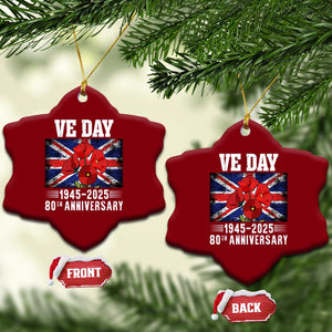 VE Day 80th Anniversary Ceramic Ornament 2025 Celebration Union Flag Poppies WWII Remembrance TS02 Print Your Wear