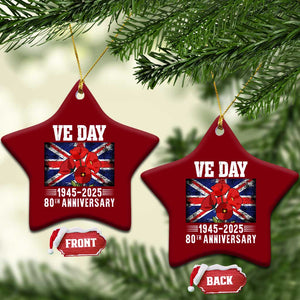 VE Day 80th Anniversary Ceramic Ornament 2025 Celebration Union Flag Poppies WWII Remembrance TS02 Print Your Wear