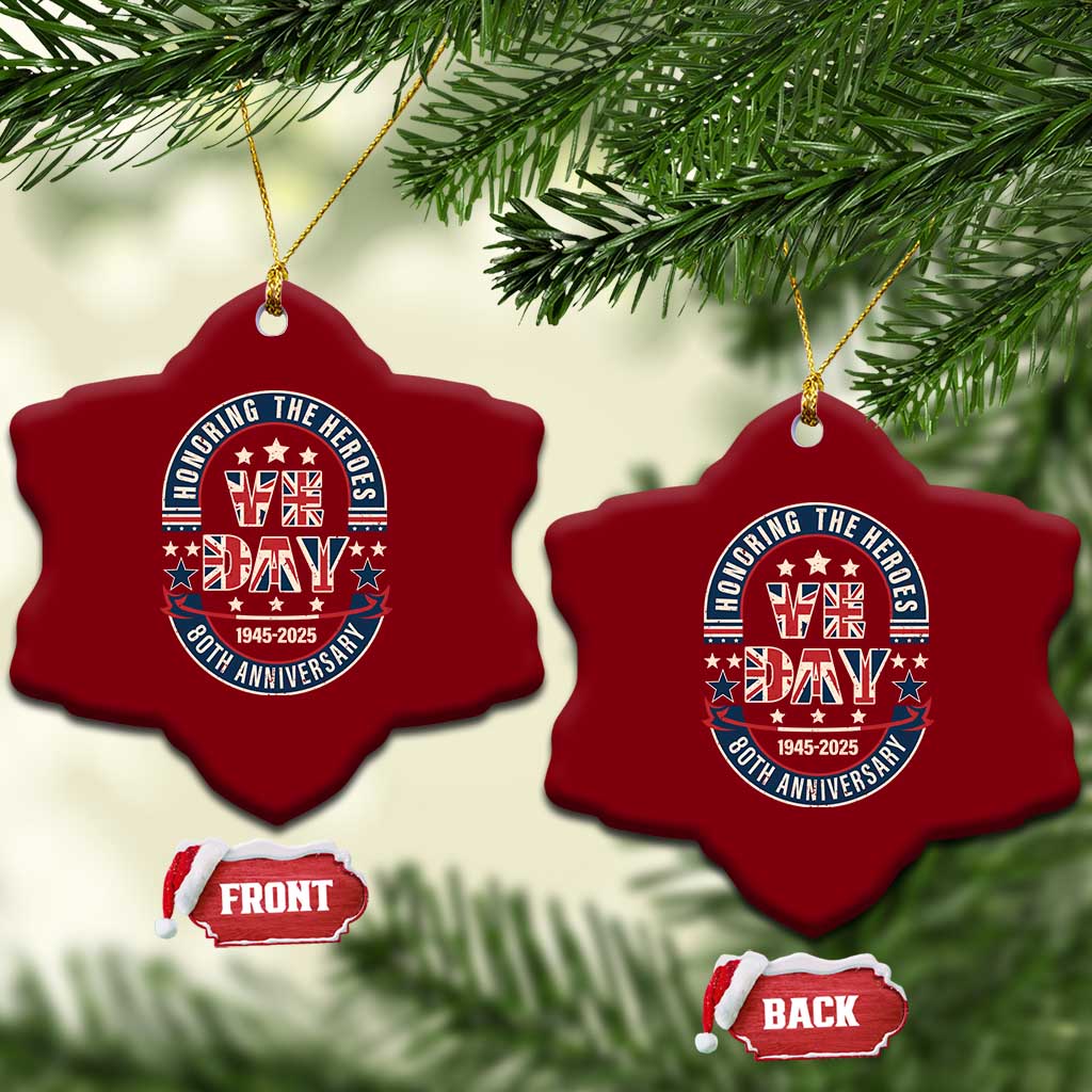 VE Day 80th Anniversary Ceramic Ornament 2025 Patriotic WWII Remembrance Vintage TS02 Print Your Wear