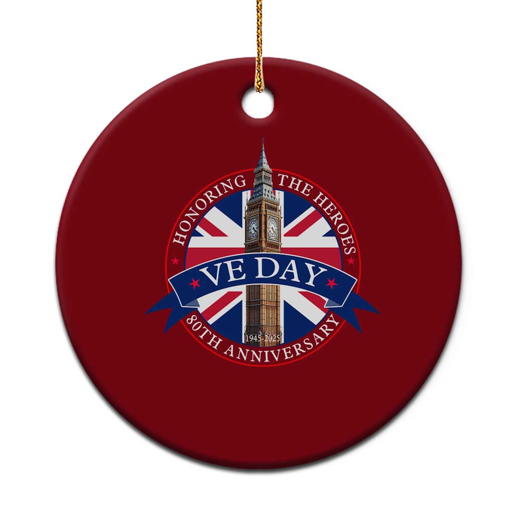 VE Day 80th Anniversary Ceramic Ornament WWII Remembrance 2025 Celebrations London TS02 1pc Red Print Your Wear