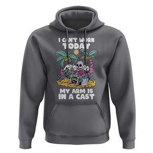 Funny Fishing Hoodie I Can't Work Today My Arm Is In A Cast Fishing Skeleton Fishing Gag Gift for Men Fishermen TS02 Charcoal Print Your Wear