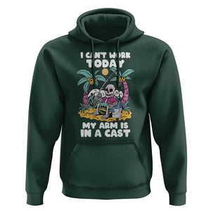 Funny Fishing Hoodie I Can't Work Today My Arm Is In A Cast Fishing Skeleton Fishing Gag Gift for Men Fishermen TS02 Dark Forest Green Print Your Wear