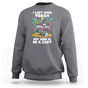Funny Fishing Sweatshirt I Can't Work Today My Arm Is In A Cast Fishing Skeleton Fishing Gag Gift for Men Fishermen TS02 Charcoal Print Your Wear