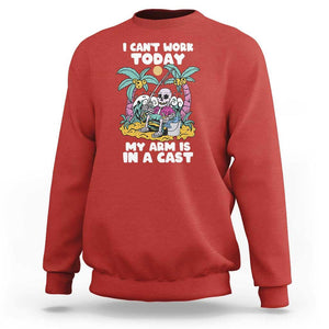 Funny Fishing Sweatshirt I Can't Work Today My Arm Is In A Cast Fishing Skeleton Fishing Gag Gift for Men Fishermen TS02 Red Print Your Wear