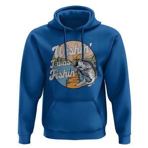 Funny Fishing Hoodie Wishing I Was Fishing Funny Fisherman Fishing Gag Gift for Men Women Vintage TS02 Royal Blue Print Your Wear