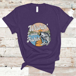 Funny Fishing T Shirt Wishing I Was Fishing Funny Fisherman Fishing Gag Gift for Men Women Vintage TS02 Purple Print Your Wear
