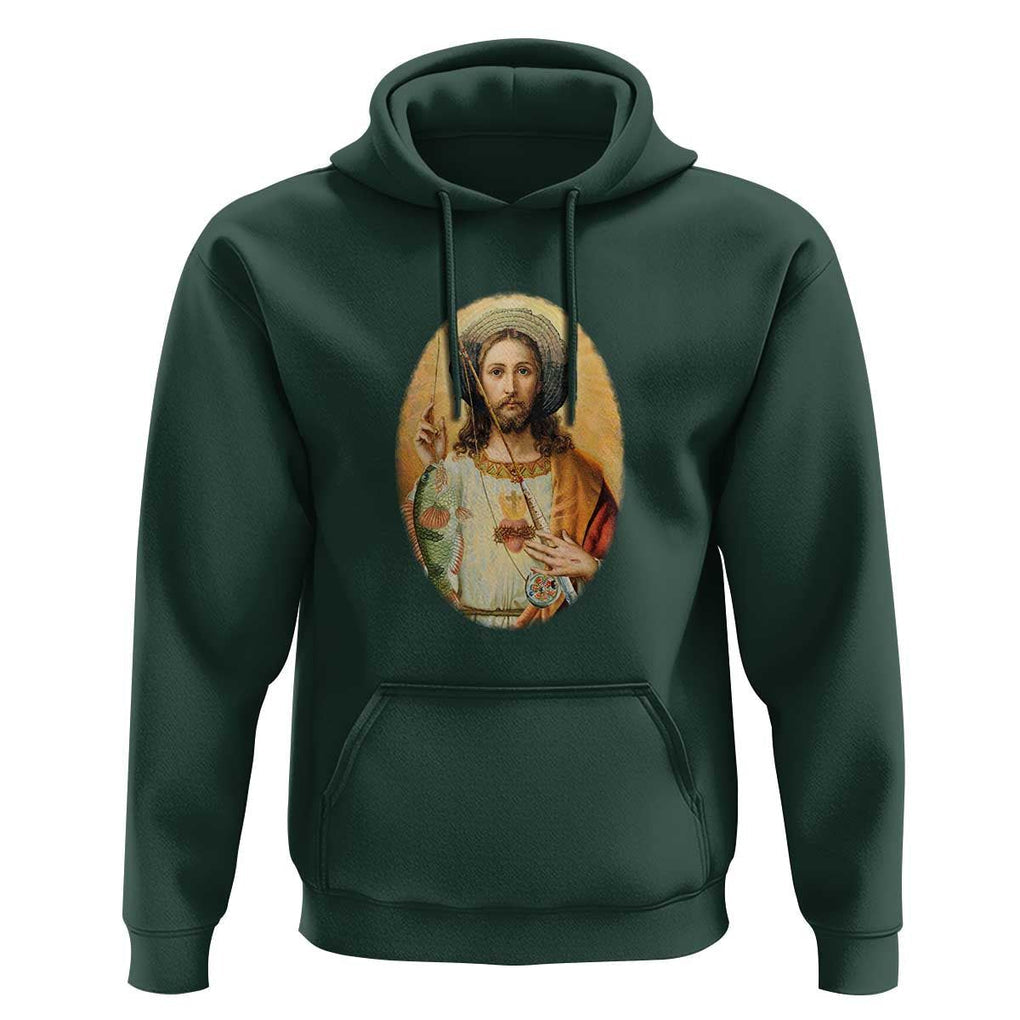 Funny Fishing Hoodie Funny Jesus Gone Fishing Jesus Relaxing Funny Fishing Gifts For Men Women Fisherman TS02 Dark Forest Green Print Your Wear