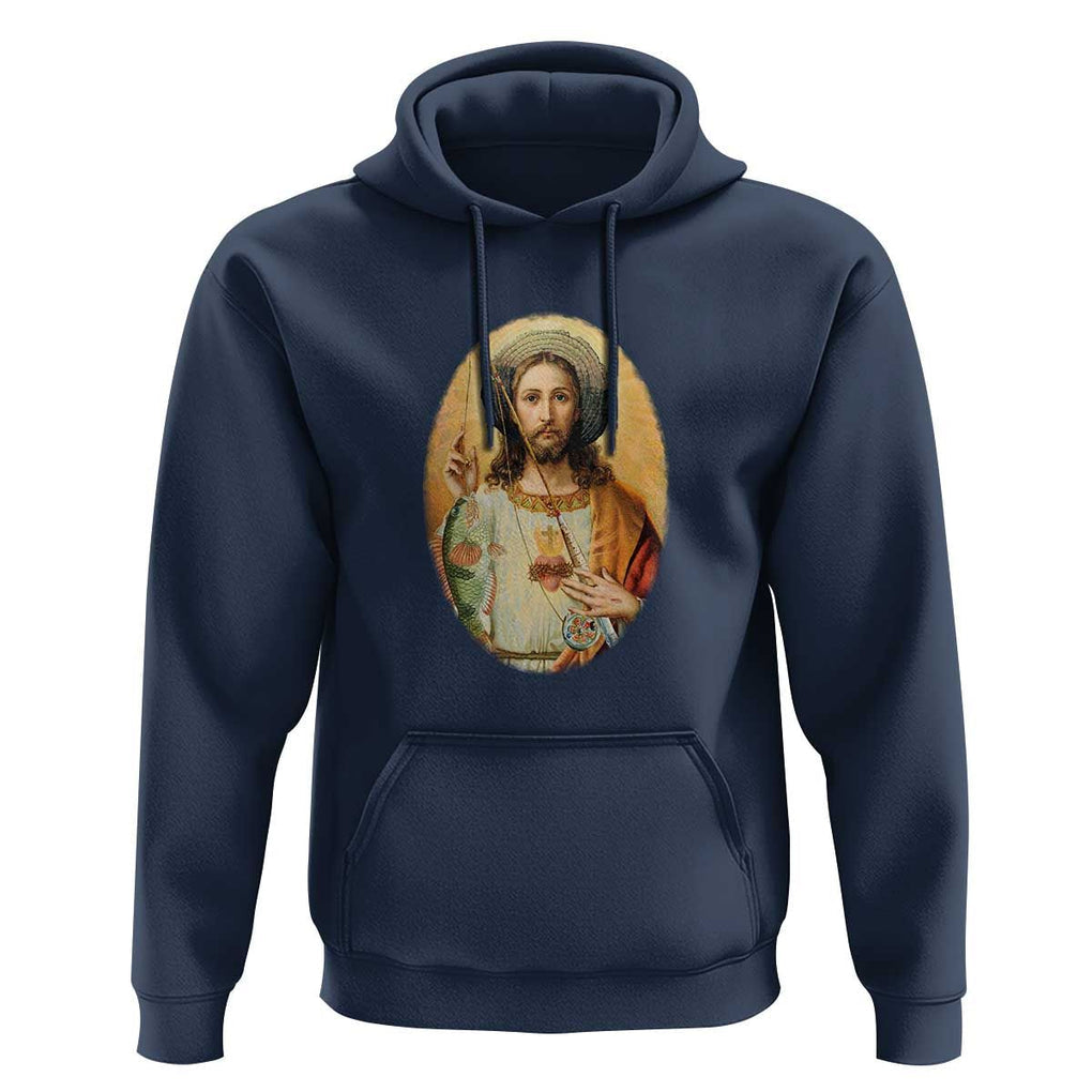 Funny Fishing Hoodie Funny Jesus Gone Fishing Jesus Relaxing Funny Fishing Gifts For Men Women Fisherman TS02 Navy Print Your Wear
