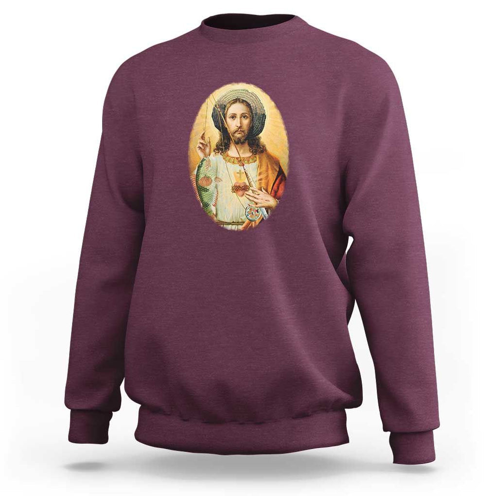Funny Fishing Sweatshirt Funny Jesus Gone Fishing Jesus Relaxing Funny Fishing Gifts For Men Women Fisherman TS02 Maroon Print Your Wear