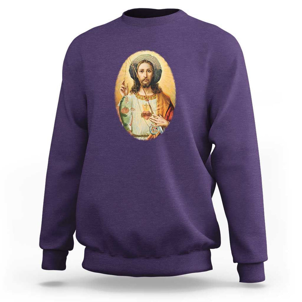 Funny Fishing Sweatshirt Funny Jesus Gone Fishing Jesus Relaxing Funny Fishing Gifts For Men Women Fisherman TS02 Purple Print Your Wear