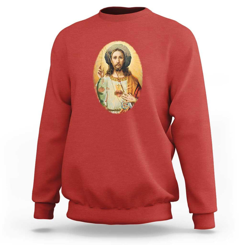 Funny Fishing Sweatshirt Funny Jesus Gone Fishing Jesus Relaxing Funny Fishing Gifts For Men Women Fisherman TS02 Red Print Your Wear