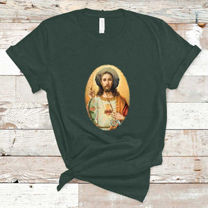 Funny Fishing T Shirt Funny Jesus Gone Fishing Jesus Relaxing Funny Fishing Gifts For Men Women Fisherman TS02 Dark Forest Green Print Your Wear