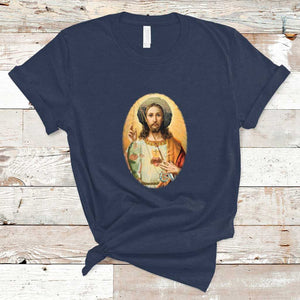 Funny Fishing T Shirt Funny Jesus Gone Fishing Jesus Relaxing Funny Fishing Gifts For Men Women Fisherman TS02 Navy Print Your Wear