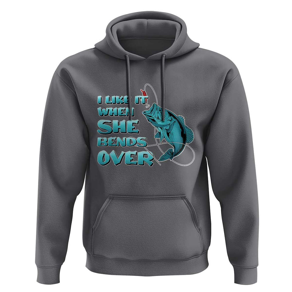 Funny Fishing Hoodie I Like It When She Bends Over But I Love It When She Tugs On My Worm And Swallows Funny Fisherman Fishing Gag Gift for Men Angler TS02 Charcoal Print Your Wear