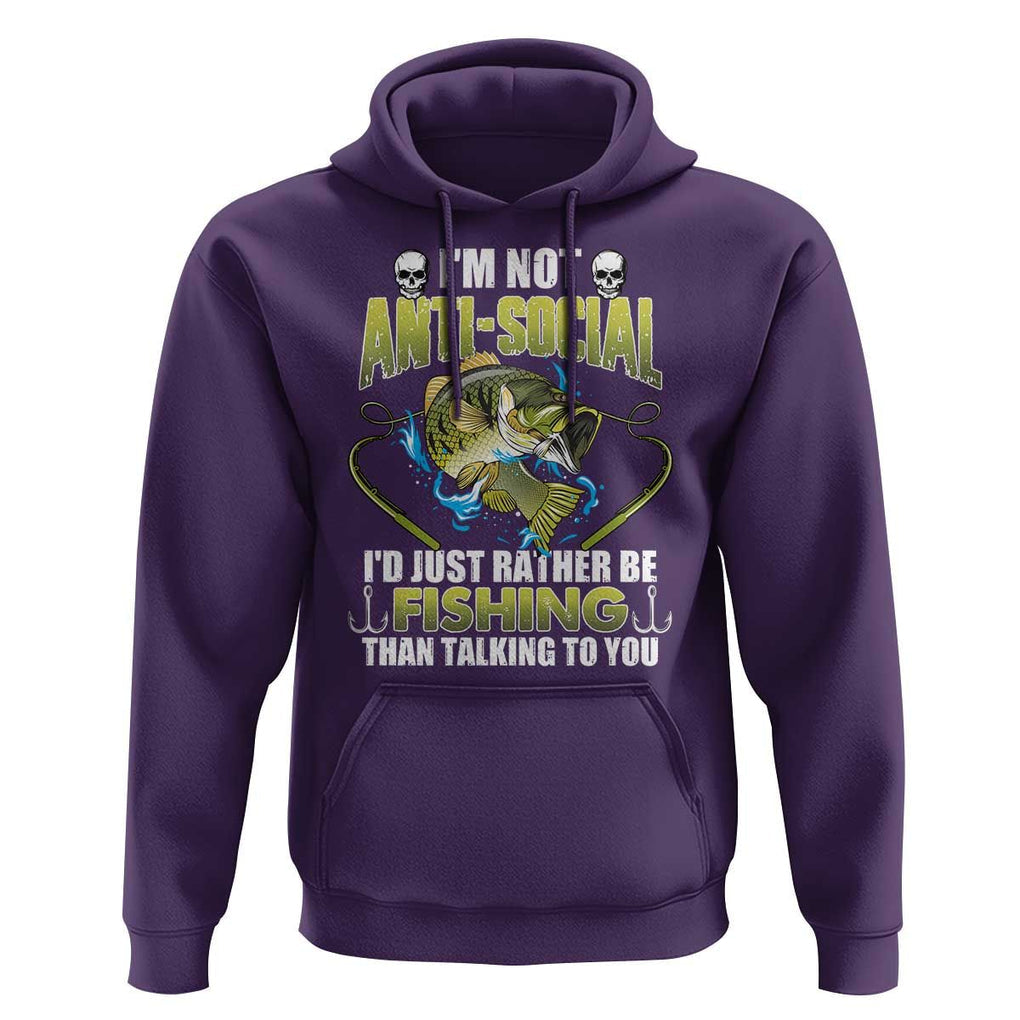 Funny Fishing Hoodie I'm Not Anti-Social I'd Just Rather Be Fishing Than Talking To You Funny Fisherman Fishing Gag Gift for Men Women Angler TS02 Purple Print Your Wear