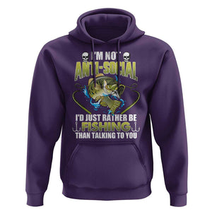 Funny Fishing Hoodie I'm Not Anti-Social I'd Just Rather Be Fishing Than Talking To You Funny Fisherman Fishing Gag Gift for Men Women Angler TS02 Purple Print Your Wear