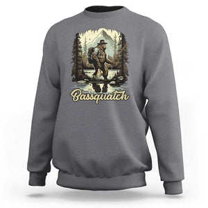 Funny Fishing Sweatshirt Bigfoot Fishing Outdoor Bigfoot Team Sasquatch Hunting Fishing Gifts For Men Women Fisherman TS02 Charcoal Print Your Wear
