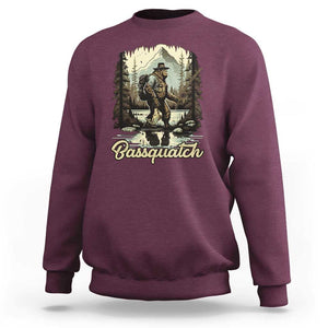Funny Fishing Sweatshirt Bigfoot Fishing Outdoor Bigfoot Team Sasquatch Hunting Fishing Gifts For Men Women Fisherman TS02 Maroon Print Your Wear