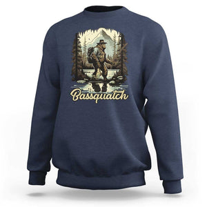 Funny Fishing Sweatshirt Bigfoot Fishing Outdoor Bigfoot Team Sasquatch Hunting Fishing Gifts For Men Women Fisherman TS02 Navy Print Your Wear